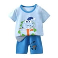 thumbnail image 1 of HCNTES Children's Short Sleeved Suit Summer Pure Cotton Boy's Clothes Thin Girl's T Shirt Summer Clothes Baby Children's Clothes  baby boy clothes(3-4 Years,Light Blue), 1 of 3