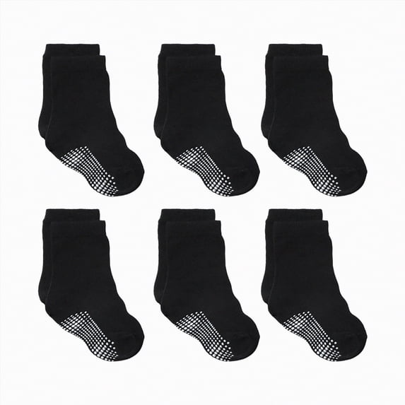 HCNTES Children's Socks Set for Boys Girls Daily School Activities Socks Solid Color Spring Summer Cotton Non Slip Grip Crew Socks for Kids 1T 2T 3T 4T 5T 6T 7T(L01-G,5-7 Years)