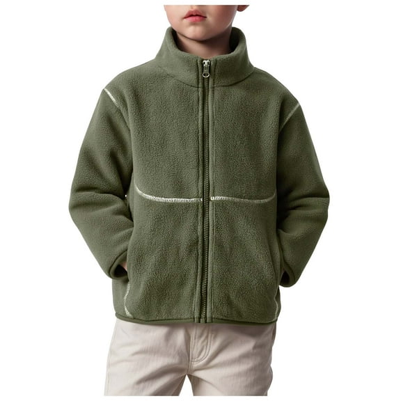 HCNTES Childrens Comfortable and Warm Jacket Boys and Girls Simple and Plush Jacket Zipper Cardigan(Q261-AG,3-4 Years)