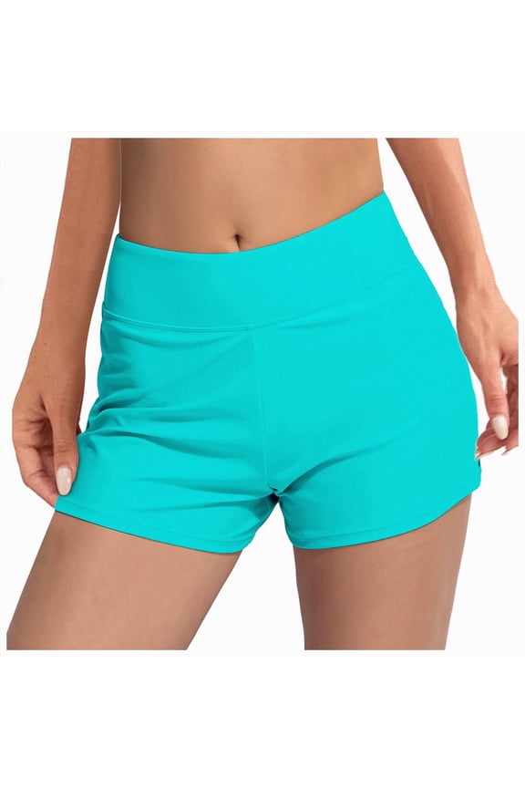 Classic Fit Dolphin Board Shorts for Women 3'' - High Waisted Beach Swimwear Bottoms Bathing Trunks with Liner(Mint Green,XXL)