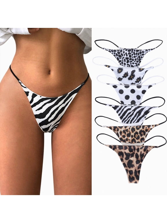 6 Pack Cotton G-String Thongs for Women Underwear Breathable Stretch Low Rise Panties T-back Ladies Pack S