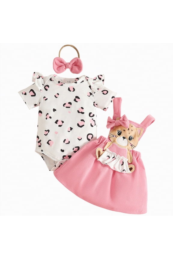 Cutey Baby Girl Clothes Infant Spring Summer Outfits Set Ruffle Sleeve Romper and Elastic Shorts Outfits Set for Kids Girls(Pink,6-9 Months)