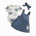 thumbnail image 1 of HCNTES Cutey Baby Girl Clothes Infant Spring Summer Outfits Set Ruffle Sleeve Romper and Shorts Outfits Set for Kids Girls(Navy,0-3 Months), 1 of 5