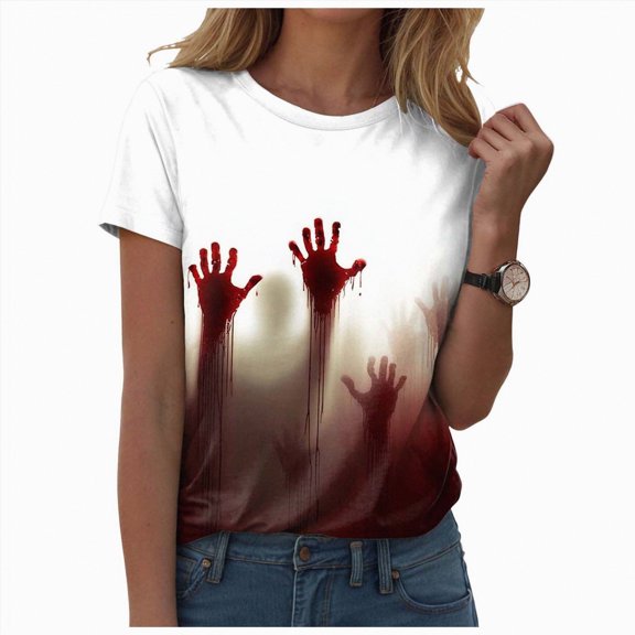 HCNTES Fall Pumpkin Shirts Womens Casual Autumn Halloween Graphic Tees Halloween Tops(M,A65-Black)