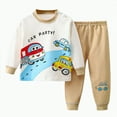 thumbnail image 1 of HCNTES Fall Winter Toddler Baby Boy Clothes 2Pcs Crewneck Sweatshirt and Pants Sweatsuit Little Boy Clothing(12-18 Months,Khaki##3), 1 of 4
