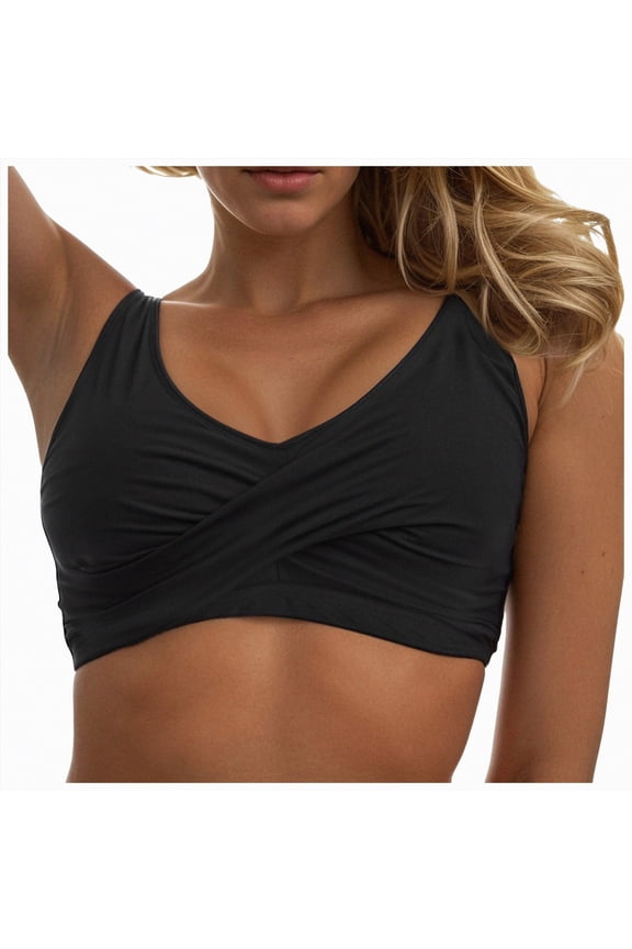 Floral Halter String Triangle Bikini Top for Women Bathing Suit Swim Top(S,a40-Black)