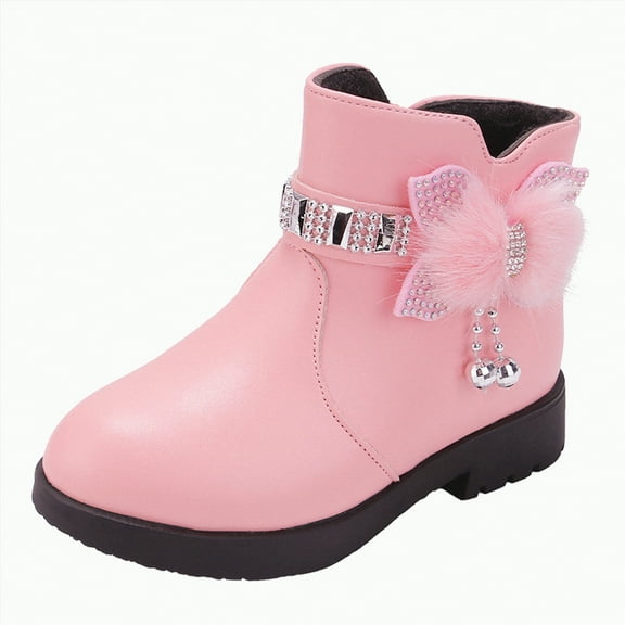 HCNTES Kids Ankle Boots, Boys Lace-Up & Side Zipper Work Boots(9,Pink&l2)