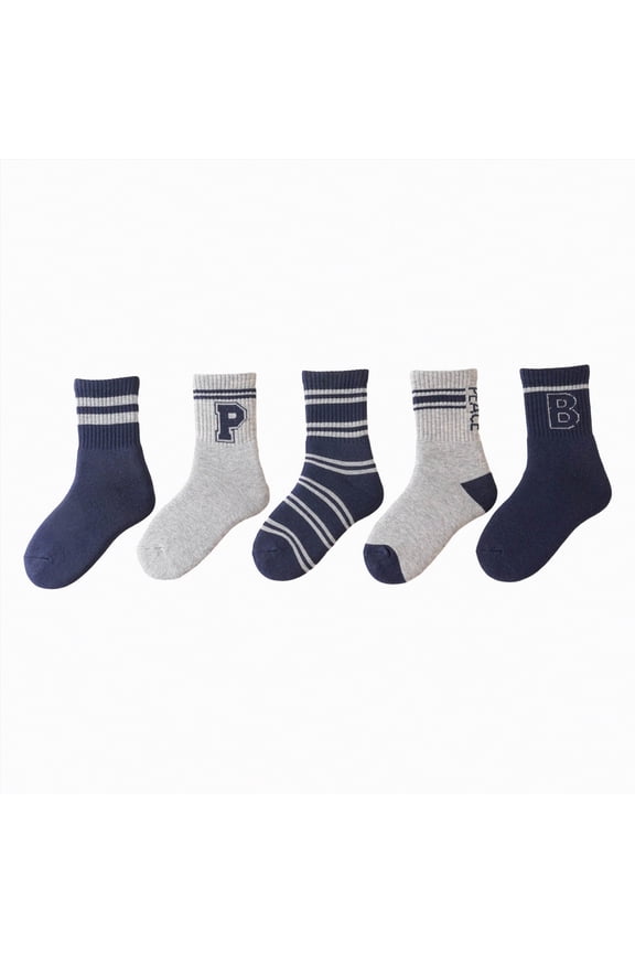 Girls Boys Mid Cut Socks Little/Big Kids Crew Socks Children's Fun Cute Sock Spring Summer(L01-Grey,9-9.5 Years)