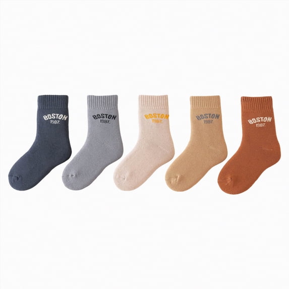 HCNTES Girls Boys Mid Cut Socks Little/Big Kids Crew Socks Children's Fun Cute Sock Spring Summer(L01-Khaki,9-9.5 Years)