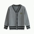 thumbnail image 1 of HCNTES Girls Cardigan Sweater Boys Long Sleeve School Uniforms Toddler Kids Knit Embroidery Button Jacket Outwear Tops(4-5 Years,Style3-Grey), 1 of 5