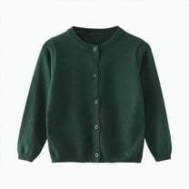 HCNTES Girls Cardigan Sweater School Uniforms Toddler Long Sleeve Button Knit Solid Sweaters Tops(5-6 Years,Z2-Dark Green)