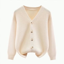 HCNTES Girls' Cardigan Toddler Long Sleeve Sweater School Uniforms Sweater Button Up Knit Jacket Outwear(5-6 Years,White#&3)