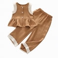 thumbnail image 1 of HCNTES Girls Clothes 2 Piece Outfits Drop Shoulder Sleeve Top and Wide Leg Pants Set Trendy Clothing(Coffee,4-5 Years), 1 of 6