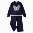 thumbnail image 1 of HCNTES Girls Clothes 24 Months 3T 4T 5T 6T Kid Girl Fall Winter Clothes Child Long Sleeve Butterfly Applique Sweatshirt Pullover Solid Pants 2PCS Matching Sets, 1 of 6