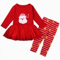 thumbnail image 1 of HCNTES Girls Clothes Christmas Outfits for Toddler Baby Girls Santa Long Sleeve Tunic Tops Ruffle Pants Baby 2-Piece Holiday Clothes Set, 1 of 8