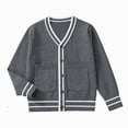 thumbnail image 1 of HCNTES Girls Cute Cardigan 100% Cotton Girls Button Up Sweater Long Sleeve Kids Knit Cardigan Crewneck Casual Kawii Clothes(5-7 Years,Style1-Dark Gray), 1 of 4