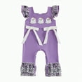 thumbnail image 1 of HCNTES Girls Fly Sleeve Pumpkin Jumpsuit Embroidery Ruffle Romper Baby Halloween Clothes(Style2-Purple,0-3 Months), 1 of 8