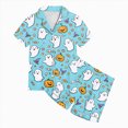 thumbnail image 1 of HCNTES Girls Halloween Pajamas Halloween Pajamas Girls Short Sleeve Button Down Pjs With Shorts Kids Toddler Sleepwear Pumpkin Ghost Print Loungewear Girl Pajamas, 1 of 5
