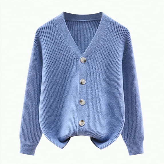 HCNTES Girls Long Sleeve Cardigan Sweater Girls Button Closure Knitted Cable Cardigan(13-14 Years,Z1-Blue)