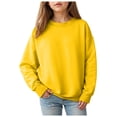 thumbnail image 1 of HCNTES Girls Long Sleeved Drop Shoulder Sweatshirt Comfortable Warm Fashionable Solid Color Girls Hoodless Sweatshirt(18-24 Months,G328-Yellow), 1 of 9