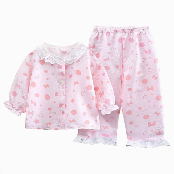 HCNTES Girls Pajamas 12M 18M 24M 1T 2T Toddler Girl Pajamas Newborn Sleepwear Comfy Long Sleeved Top Elastic Waist Pants 2 Piece Set Baby Outfits for Girls Fall Winter