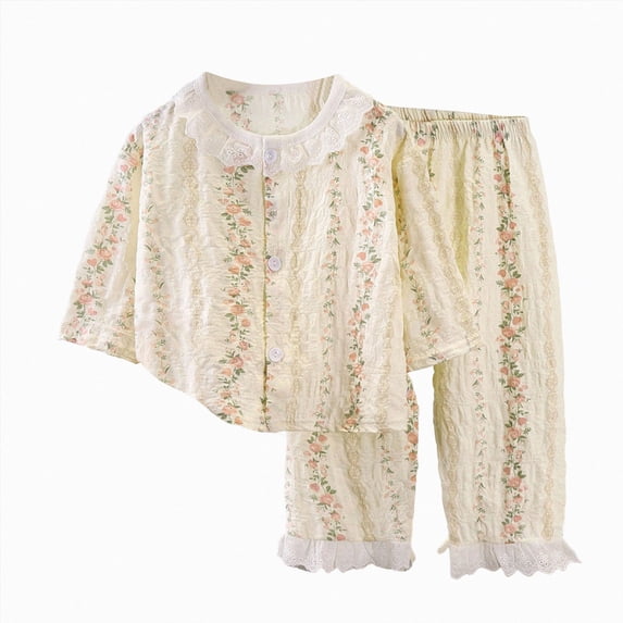 HCNTES Girls Pajamas 5T 6T 7T 8Y 9Y 10Y Child Girl Sleepwear Clothes for Kids Long Sleeve Shirt Elastic Pants 2Pcs Cute Set Girls Fall Winter Pajamas