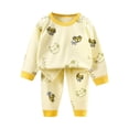 thumbnail image 1 of HCNTES Girls Pjs Set Two Piece Fleece Pajamas kids Fall Winter Long Sleeve pajamas Loungewear(S490-Light Yellow,5-6 Years), 1 of 2