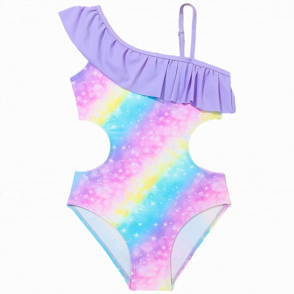 HCNTES Girls Sexy Thong Bottom Two Piece Bikini Double Shoulder Straps Cute Swimsuit Triangle Bathing Suit(Blue,9-10 Years)