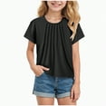 thumbnail image 1 of HCNTES Girls Short Sleeve T Shirts Kids Summer Fashion Crewneck Tops(10-12 Years,Black), 1 of 4