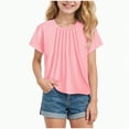 thumbnail image 1 of HCNTES Girls Short Sleeve T Shirts Kids Summer Fashion Crewneck Tops(5-6 Years,Pink), 1 of 7