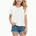 thumbnail image 1 of HCNTES Girls Short Sleeve T Shirts Kids Summer Fashion Crewneck Tops(9-10 Years,White), 1 of 4