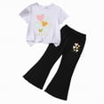 thumbnail image 1 of HCNTES Girls Summer 2 Piece Clothing Set Short Sleeve Top Elastic Waist Pants Children Girls Casual School Dailywear 4T 5T 6T 7T(F02-I,2-3 Years), 1 of 4
