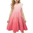 thumbnail image 1 of HCNTES Girls Summer Boho Sun Dress Flutter Sleeve Tween Ruffles Tiered Dresses Flowy A Line Size 6 15 Years(11-12 Years,1Z-Pink), 1 of 5