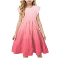 thumbnail image 1 of HCNTES Girls Summer Boho Sun Dress Flutter Sleeve Tween Ruffles Tiered Dresses Flowy A Line Size 6 15 Years(8-9 Years,1Z-Pink), 1 of 5