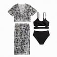 thumbnail image 1 of HCNTES Girls Swimsuit 3 Piece Bathing Suits Bikini Tankini Set Beach Swimwear with Cover Ups Skirt(Black,9-10 Years), 1 of 7