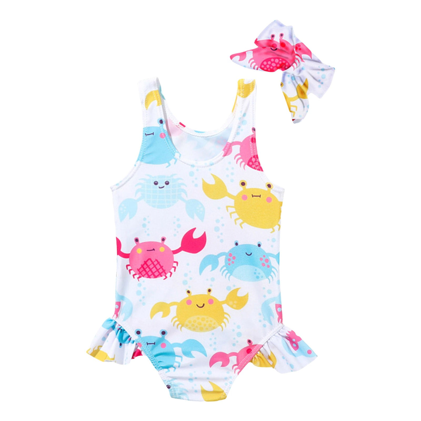 Girls Swimsuit Bikini , Stripes + Frill Straps , from 12 months-12 years main image 1