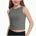thumbnail image 1 of HCNTES Girls Tank Tops Kids Athletic Tank Ribbed Knit High Neck Crop Tops for Gym Yoga(13-14 Years,Grey), 1 of 6