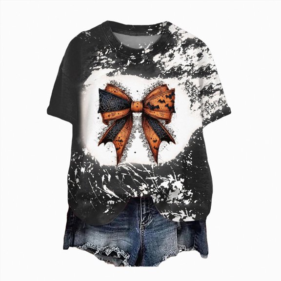 HCNTES Halloween Shirt Women Cute Fall Wildflower Graphic Shirt Retro Turkey Printed Short Sleeve Tee Tops(S,A260-Black)