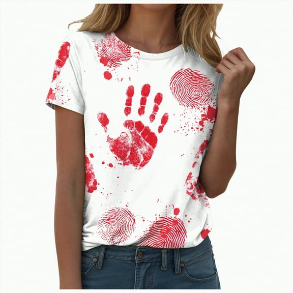 HCNTES Halloween Shirt for Womens Graphic Tshirt Spooky Ghost Shirts Graphic Tee Funny Cute Short Sleeve Tops(XXL,A25-)