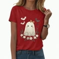 thumbnail image 1 of HCNTES Halloween Shirts for Women ,Womens Fall Shirt Crew Neck Funny Ghost Graphic Tees Short Sleeve Thanksgiving Tops(XXXL,A151-Red), 1 of 5