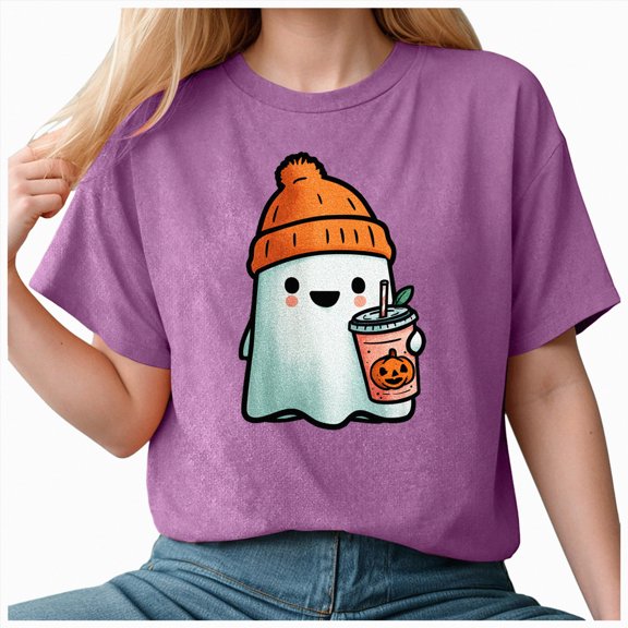 HCNTES Halloween T-Shirts for Women Fun Cute Pumpkin Tee Retro Letter Print Fall Skull Short Sleeve Casual Top Blouses Gift(XXL,A236-Purple)