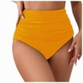 thumbnail image 1 of HCNTES High Waisted Bikini Bottoms Ruched Tummy Control Swimsuits Bottoms Sexy Swim Bottom Bathing Suits for Women(M,a7-Yellow), 1 of 5