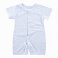 thumbnail image 1 of HCNTES Infant Newborn Baby Unisex Short Sleeve Jumpsuit Romper One-Piece Children Toddler Cozy Pajamas Nighty Homewear for Spring Summer(Y01-Blue,12-18 Months), 1 of 4