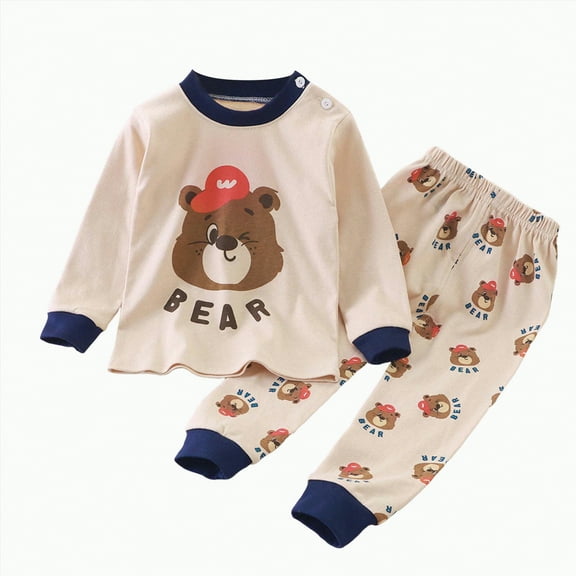 HCNTES Toddler Baby Boy Girl Fall Winter Outfits Letter Pullover Sweatshirt Long Sleeve T-Shirt Top Pants Clothes Set(6-12 Months,Khaki&5)