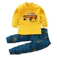 thumbnail image 1 of HCNTES Toddler Baby Boys Fall Clothes Long Sleeve Shirts Tops and Pants Farm Tractor Outfits Winter Clothing Sets(4-5 Years,S1203-Yellow), 1 of 5
