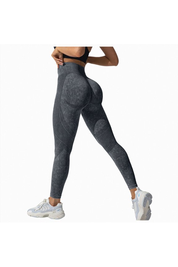 Invisible Scrunch Butt Lifting Leggings for Women Seamless High Waisted Tummy Control Workout Yoga Pants (Black,L)