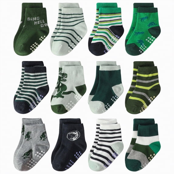 HCNTES Kid Socks Boys Girls Funny Socks Set Little/Big Kids Crew Socks Set Children 1T 2T 3T 4T 5T 6T 7T Spring Summer Wear(Z01-Green,5 Years)