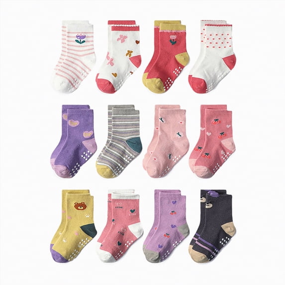 HCNTES Kid Socks Girls Boys 1T 2T 3T 4T 5T 6T 7T Socks Set Fashion Cute Cartoon Socks for Children Spring Summer Wear(L01-D,5-7 Years)