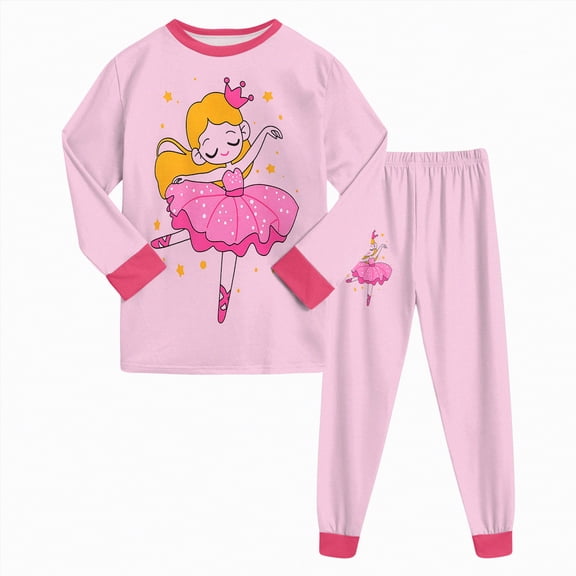 HCNTES Kids 2-Piece Pajama Sets with Bamboo Viscose,Snug Fit Pjs for Girls,All-Season Comfort Sleepwear(3-4 Years,a302-Pink)