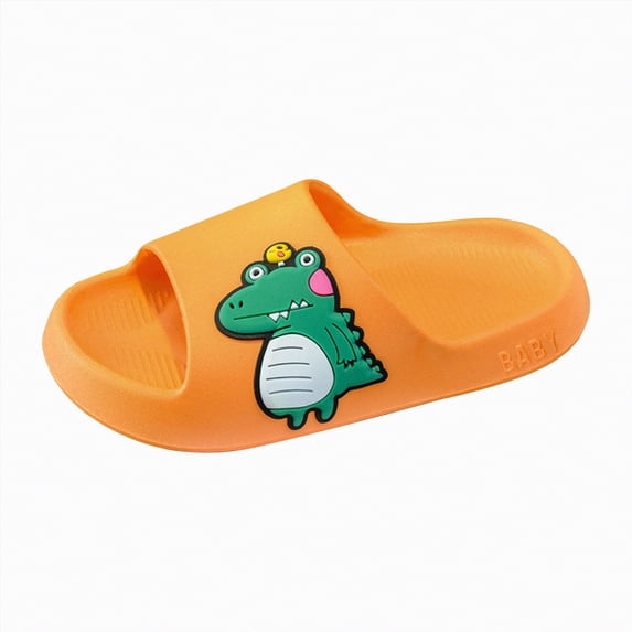 HCNTES Kids Boys Girls Slides Non-slip Summer Beach Pool Shoes Toddler Baby Slide Sandals Indoor & Outdoor Garden Slippers Shower Shoes(Orange,3)
